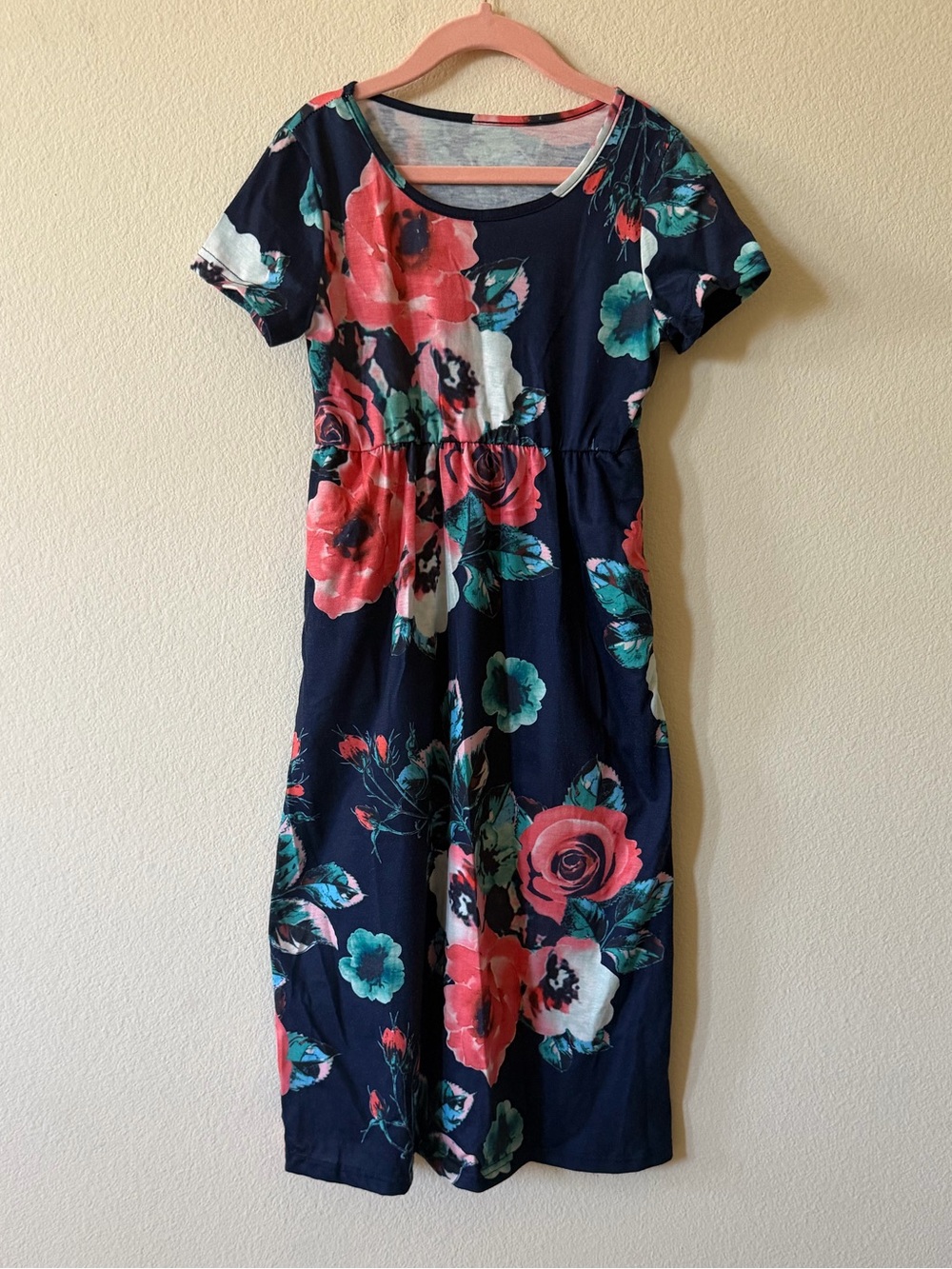 EUC Girls Floral Maxi Dress with matching sash belt & headband XL (7-8 years)